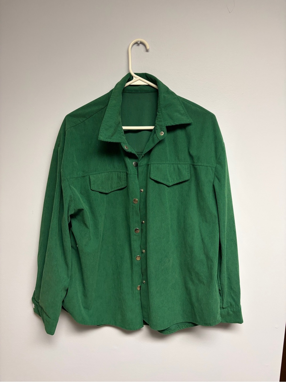 Green corduroy-like Button-Up Shirt